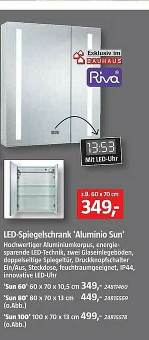 Bauhaus Led-spiegelschrank „aluminio Sun” Angebot