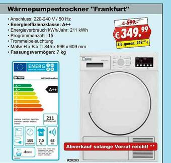 Stabilo Fachmarkt Wärmepumpentrockner „frankfurt” Angebot