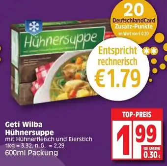 Edeka Geti Wilba Hühnersuppe 600ml Packung Angebot