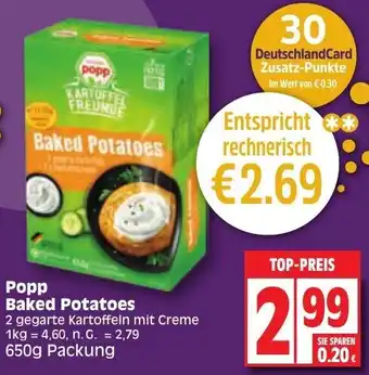 Edeka Popp Baked Potatoes 650 g Packung Angebot