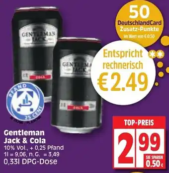 Edeka Gentleman Jack & Cola 0,33L DPG Dose Angebot