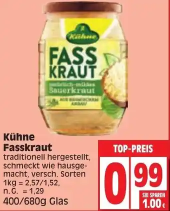 Edeka Kühne Fasskraut 400/680g Glas Angebot