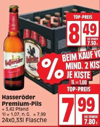 Edeka Hasseröder Premium Pils 24x0,33 L Flasche Angebot