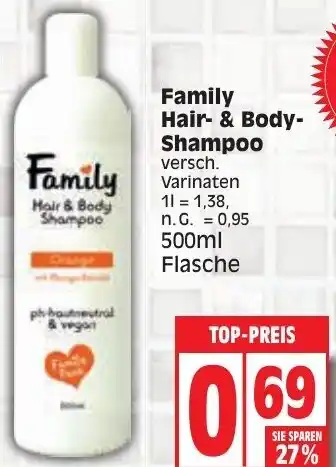 Edeka Family Hair & Body Shampoo 500 ml Flasche Angebot