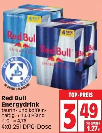 Edeka Red Bull Energydrink 4x0,25 L-DPG Dose Angebot