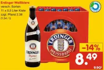 Netto Getränke Discount Erdinger Weißbier 11x0,5 Liter Kiste Angebot