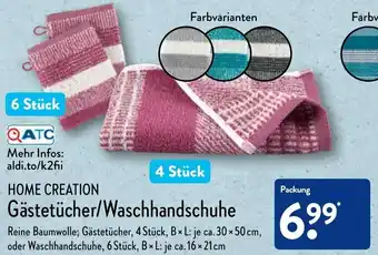 Aldi Nord Home Creation Gästetücher/Waschhandschuhe Angebot