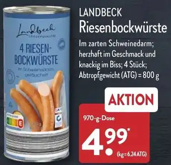 Aldi Nord Landbeck Riesenbockwürste 970 g Dose Angebot