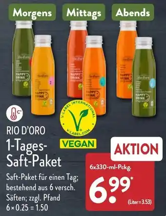 Aldi Nord Rio D'Oro 1 Tages Saft Paket 6x330 ml Pckg. Angebot