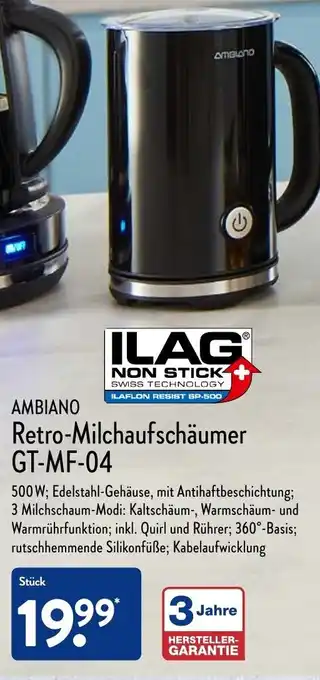 Aldi Nord Ambiano Retro Milchaufschäumer GT-MF-04 Angebot