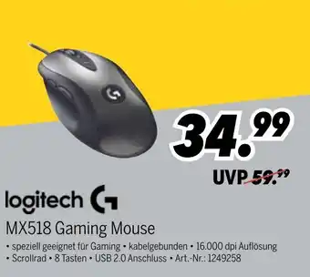 MEDIMAX Logitech MX518 Gaming Mouse Angebot