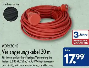 Aldi Nord Workzone Verlängerungskabel 20 m Angebot