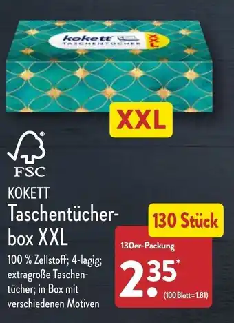 Aldi Nord Kokett Taschentücher box XXL 130er Packung Angebot