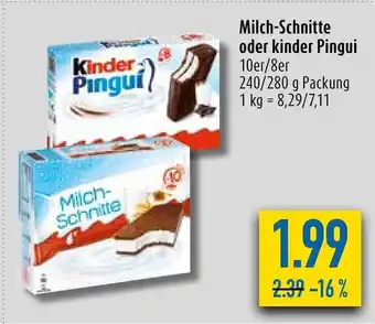 diska Ferrero Milchschnitte 280g o. Kinder Pingui 240g Angebot