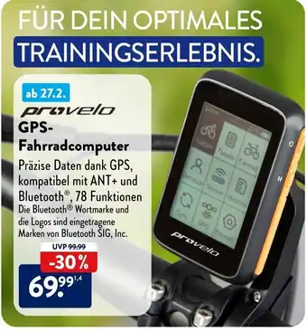 Aldi Nord provelo GPS.Fahrradcomputer Angebot