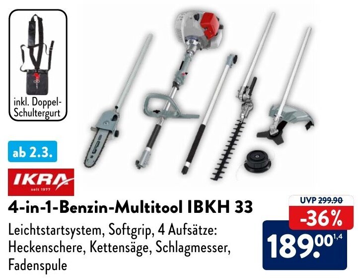 Ikra 4 in 1 Benzin Multitool IBKH 33 Angebot bei Aldi Nord