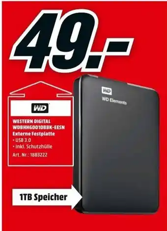 MediaMarkt WD Western Digital WDBHHG0010BBK-EESN Externe Festplatte Angebot