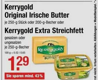 V Markt Kerrygold Original Irische Butter Oder Extra Streichfett Angebot