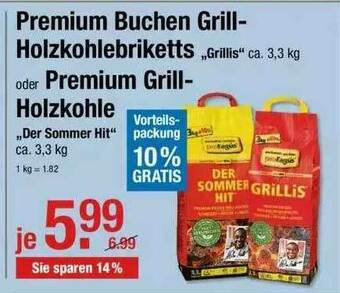 V Markt Premium Buchen Grill-holzkohlebriketts Oder Premium Grill-holzkohle Angebot