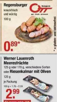 V Markt Regensburger Oder Werner Lauenroth Meeresfrüchte Oder Reisenkalmar Mit Oliven Angebot