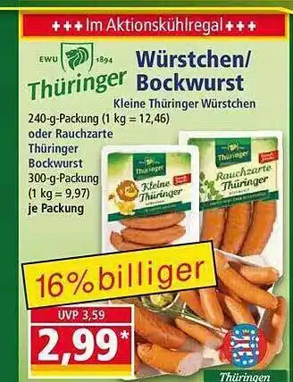 Norma Thüringer würstchen oder bockwurst Angebot