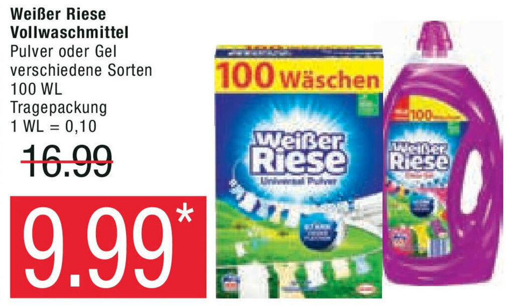 Weißer Riese Vollwaschmittel 100 WL Angebot bei Marktkauf