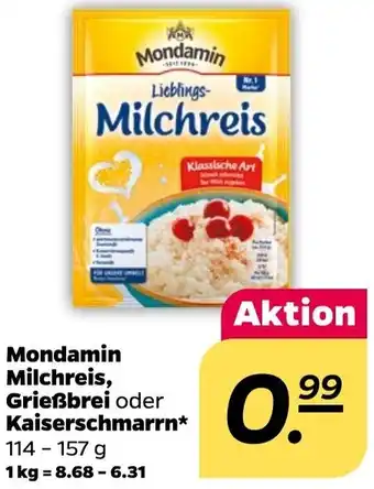 NETTO Mondamin Milchreis, Grießbrei oder Kaiserschmarrn 114-157 g Angebot