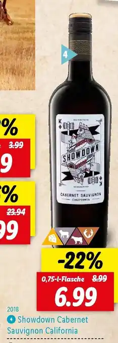 Lidl Showdown Cabernet Sauvignon California 0,75L Angebot