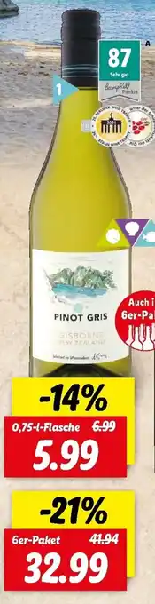 Lidl Pinot Gris Gisborne 0,75L Angebot