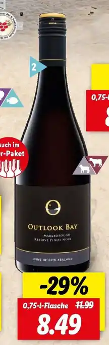 Lidl Outlook Bay Reserve Pinot Noir Marlborough 0,75L Angebot