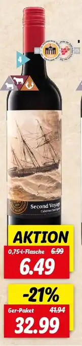 Lidl Second Voyage Cabernet Sauvignon 0,75L Angebot