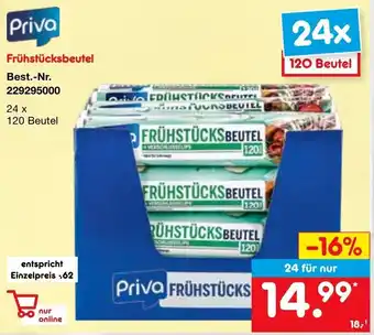 Netto Marken-Discount Priva Frühstücksbeutel 24 x 120 Beutel Angebot