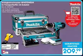 Netto Marken-Discount Makita Schlagbohrschrauber HP457DWEX4 im Transportkoffer mit Zubehör Angebot