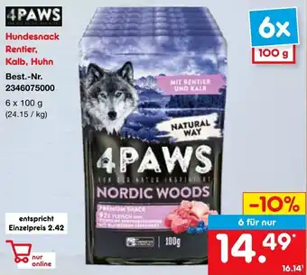 Netto Marken-Discount 4 Paws Hundesnack Rentier, Kalb, Huhn 6x100 g Angebot