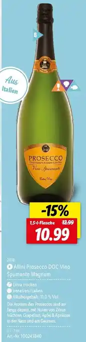 Lidl Allini Prosecco DOC Vino Spumante Magnum 1,5L Angebot