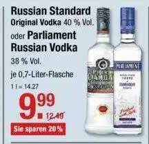 V Markt Russian Standard Oder Parliament Russian Vodka Angebot