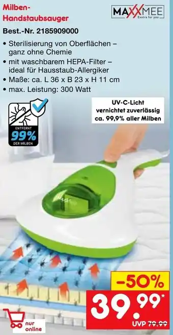 Netto Marken-Discount Maxxmee Milben Handstaubsauger Angebot