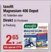 V Markt Taxofit Magnesium 400 Depot Oder Direkt Angebot