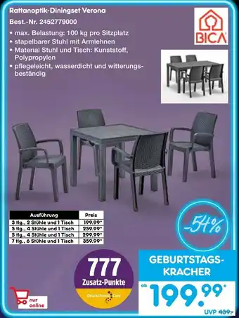 Netto Marken-Discount Bica Rattanoptik Diningset Verona Angebot