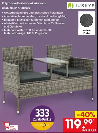 Netto Marken-Discount Juskys Polyrattan Gartenbank Monaco Angebot