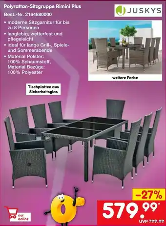 Netto Marken-Discount Juskys Polyrattan Sitzgruppe Rimini Plus Angebot