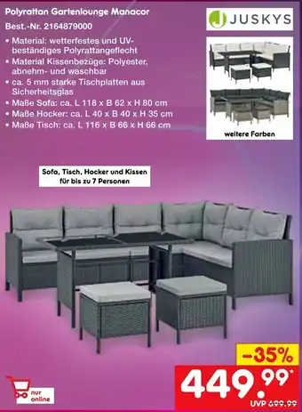 Netto Marken-Discount Juskys Polyrattan Gartenlounge Manacor Angebot