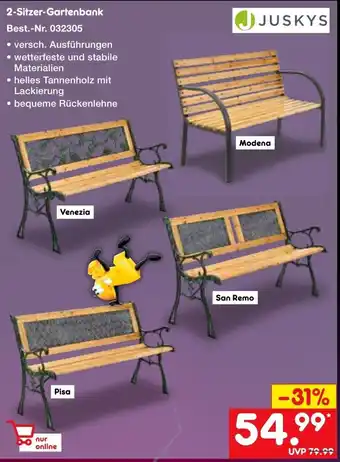 Netto Marken-Discount Juskys 2 Sitzer Gartenbank Angebot