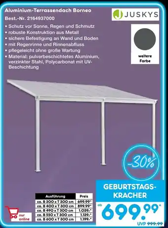 Netto Marken-Discount Juskys Aluminium Terrassendach Borneo Angebot