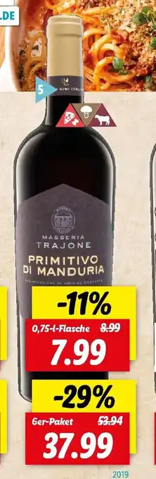 Lidl Masseria Trajone Primitivo di Manduria DOC 0,75L Angebot