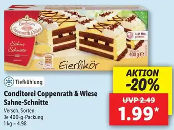 Lidl Conditorei Coppenrath & Wiese Sahne Schnitte 400g Angebot