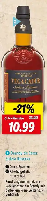 Lidl Brandy de Jerez Solera Reserva 0,7L Angebot