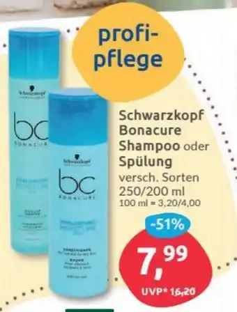 Budni Schwarzkopf Bonacure Shampoo oder Spülung 250/200ml Angebot