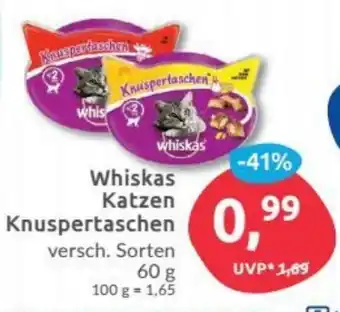 Budni Whiskas Katzen Knuspertaschen 60g Angebot