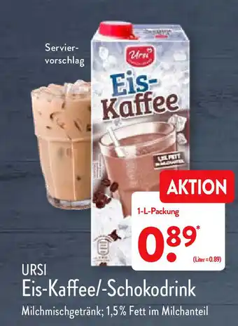 Aldi Nord Ursi Eis Kaffee/Schokodrink 1L Angebot